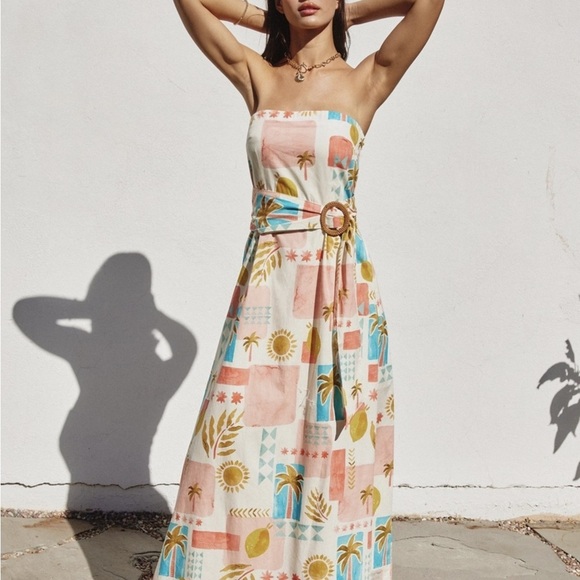 Brand new with tags. Dress Forum Strapless Palm Print Dress. Size M - Picture 3 of 5